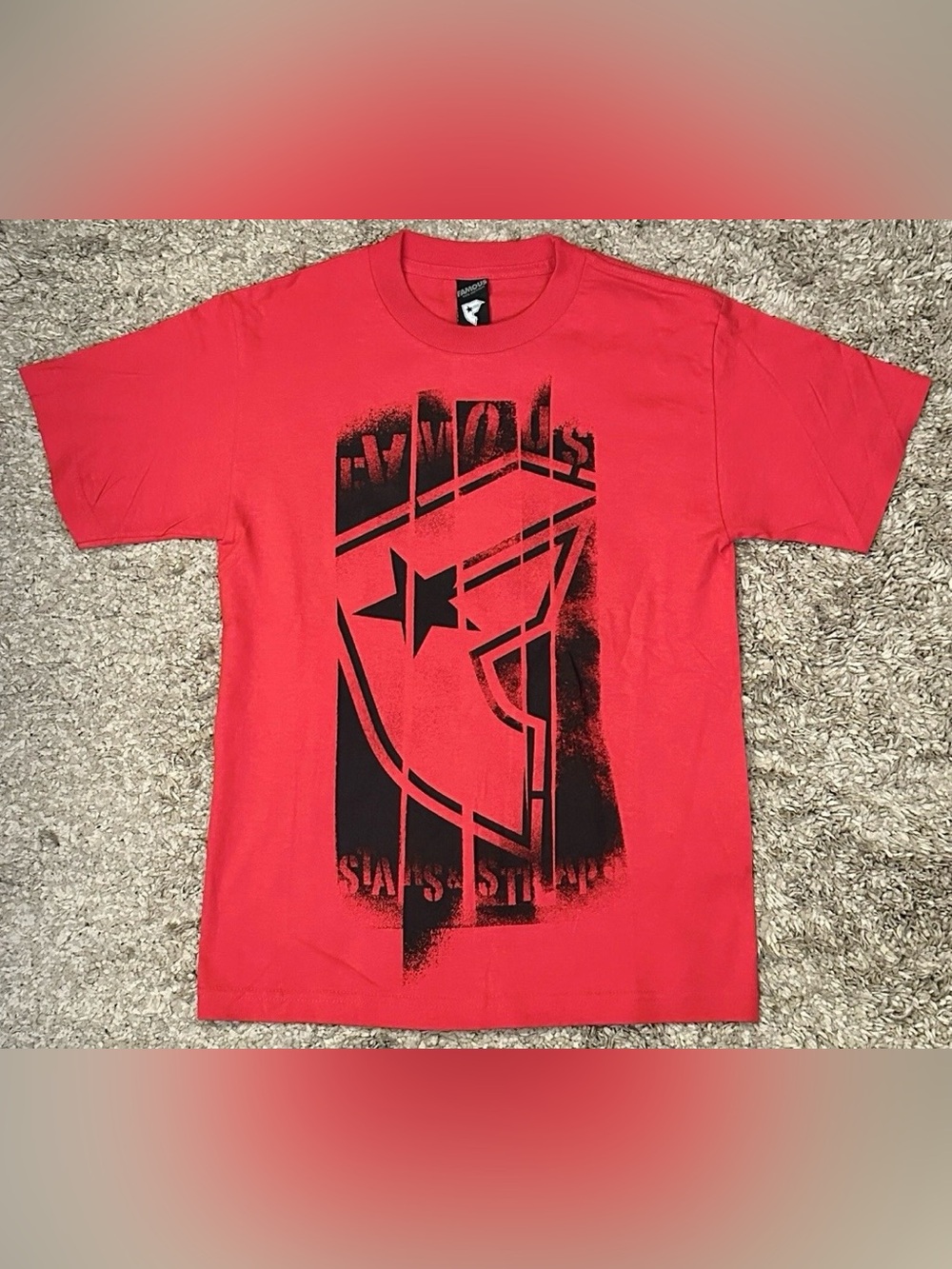 Famous Stars and Straps Men’s S Red Crew Neck Graphic Logo Short Sleeve T-Shirt